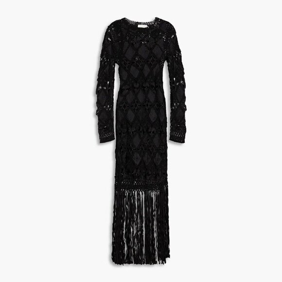 Zimmermann Kaleidoscope Fringed Macrame Dress Black AU 0P US 2P Petite - Picture 3 of 13
